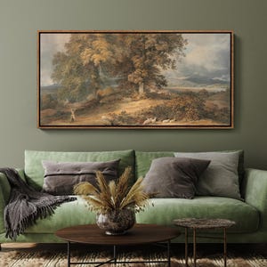 Framed Canvas Large Wall Art Vintage Fall Forest Woodland Landscape Art ...