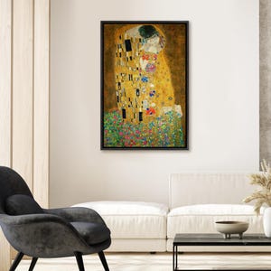 The Kiss by Gustav Klimt Painting - Framed Canvas Print Wall Art ...