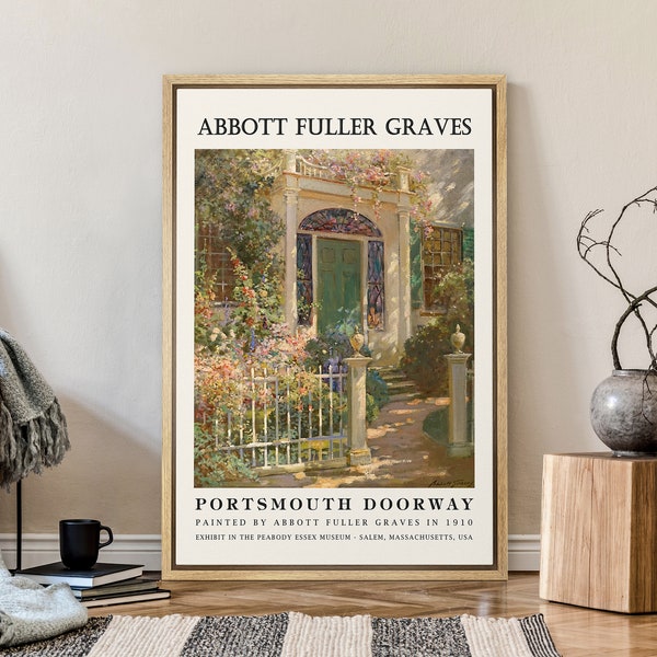 Framed Canvas Print Wall Art Portsmouth Doorway by Abbott Fuller Graves Classic Vintage Illustrations Botanical Print Fine Art Decorative