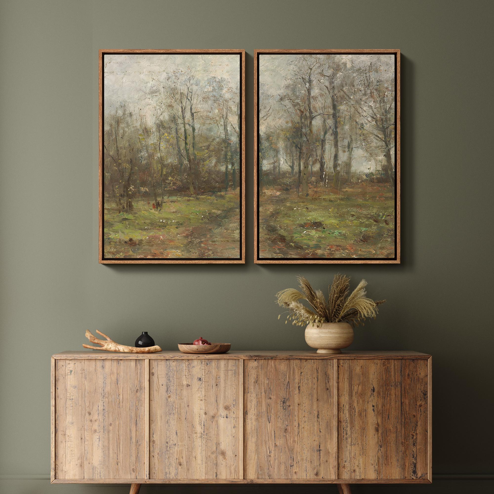Framed Canvas Wall Art Prints Set of 3 Vintage Forest Landscape Wall ...