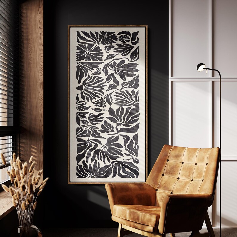 Framed Canvas Large Wall Art Print Abstract Geometric Botanical Floral