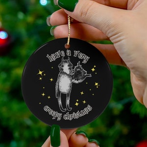 Goblincore Ziege Keramik Ornament, Weihnachten Ziege Ornament, Edgy Weihnachten, Goth Ornament, Ziege Ornament, Edgy Weihnachtsdekor, Goblincore