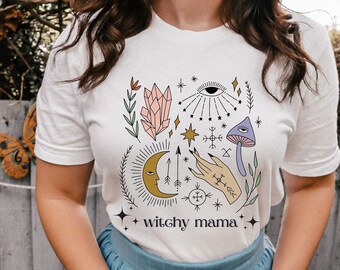 Witchy Mama Tshirt, Witch Mom Shirt, Mystical Mom Shirt, New Mom Gift, Crystals and Mushrooms Mama Tshirt, Mother's Day Gift For Witchy Mama