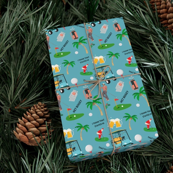 Tropical Golf Christmas Wrapping Paper, Golf Gift Wrap, Tropical Wrapping Paper, Sport Gift Wrap, Sports Gift, Wrapping Paper For Men, Golf