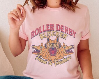Roller Derby Blocker Tshirt, Roller Derby Geschenke für Blocker, Derby Rollerskate Tshirts für Frauen, Geschenke für Rollschuhfahrer, Fun Skate Tee