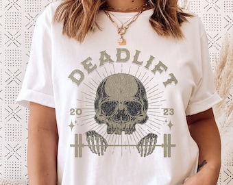 Kreuzheben Tshirt, Schädel Fitness Shirt, Langhantel Workout Shirt, Gewichtheber Geschenk, Shirt für Fitness Fan, lustiges Gym Shirt für Gym Ratte Geschenk