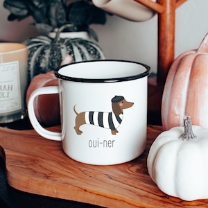 French Weenie Dog Camp Mug, Wiener Dog Mug, Dachshund Mom Mug, Doxie Mama Gift, Punny Dog Mug, Funny Dachshund Mug, Weenie Dog