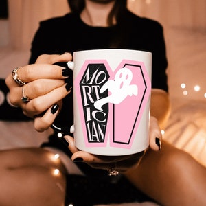 Mortician Mug, Pink Coffin Mug, Mortician Ghost Mug, Ghost Mug For Funeral Director Gift, Cute Coffin Mug, Creepy Cute Mug For Mortician