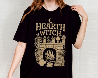 T-shirt haardheks, schattig heksenshirt voor vrouwen, huisheks T-shirt, cadeau-idee cottage heks, esthetische tshirt heks, gezellige magische tshirt