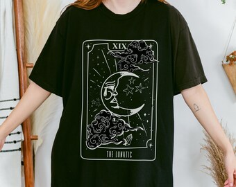 Comfort Colors Lunatic Tarot Card T-shirt, Mystical Moon Tshirt, Witchy Stuff, Crying Moon Tshirt, Moon Tarot Tshirt, Spiritual Gif