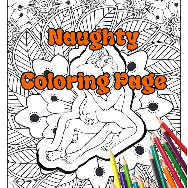 Naughty Coloring Page, Digital Coloring Page Of Couple, Printable Naughty Coloring Page, Couple In Love Naughty Coloring Page, Digital File