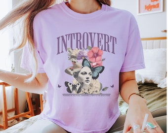 Introvert Boxy Tee, Gift For Homebody, Introvert Reading Crop Top, Cute Introvert Gift, Gift For Dreamer, Floral Gardener Tee, Bookworm Gift