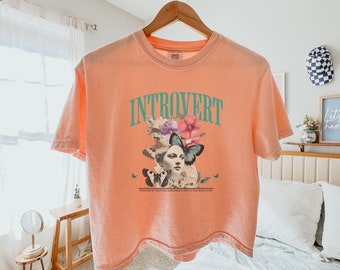 Introvert Boxy Tee, Gift For Homebody, Introvert Reading Crop Top, Cute Introvert Gift, Gift For Dreamer, Floral Gardener Tee, Bookworm Gift