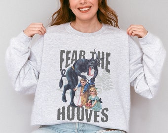 Fear The Hooves Sweatshirt, Krampus Sweatshirt, Ugly Krampus Christmas Sweater, Dark Humor Sweatshirt For Krampus Fanatic, Horror