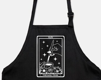 Nail Tech Apron, Nail Tech Gift, Nail Girl Apron With Pockets, Nail Boss Apron, Cute Witchy Apron For Nail Person, Nail Salon Gift