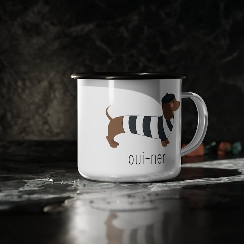 Franse Weenie Dog Email Camp Cup, Bont Ouder Mok, Hond Mama Mok, Hond Papa Cadeau, Grappige Hond Mok, Wiener Hond Mok, Hond Moeder Mok, Teckel Moeder Mok afbeelding 4