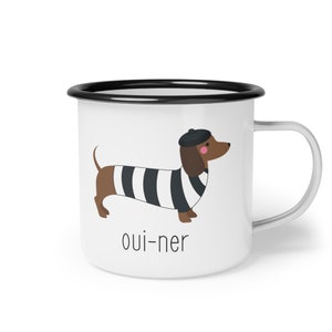 French Weenie Dog Enamel Camp Cup, Fur Parent Mug, Dog Mama Mug, Dog Dad Gift, Funny Dog Mug, Wiener Dog Mug, Dog Mom Mug, Dachshund Mom Mug