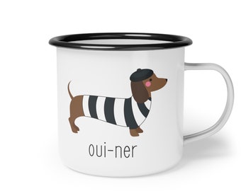French Weenie Dog Enamel Camp Cup, Fur Parent Mug, Dog Mama Mug, Dog Dad Gift, Funny Dog Mug, Wiener Dog Mug, Dog Mom Mug, Dachshund Mom Mug