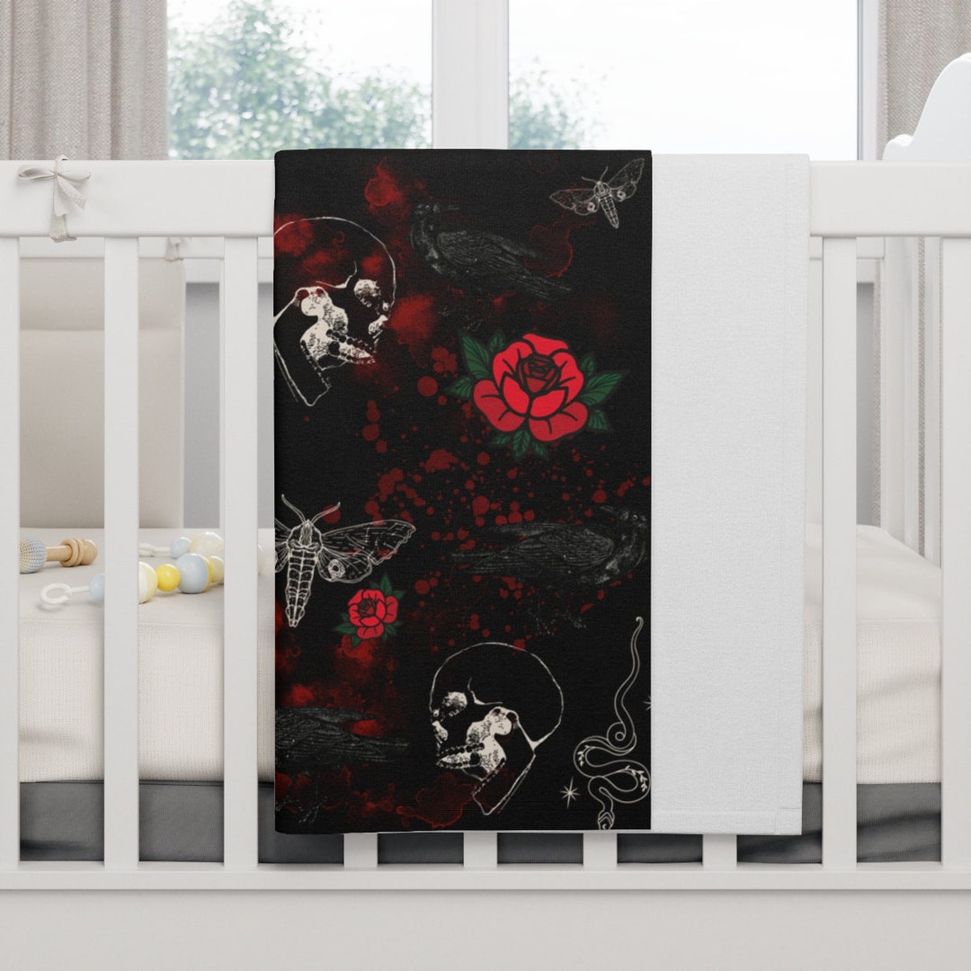 Goth Baby Goth Soft Fleece Baby Blanket Grunge Gothic Moth Etsy