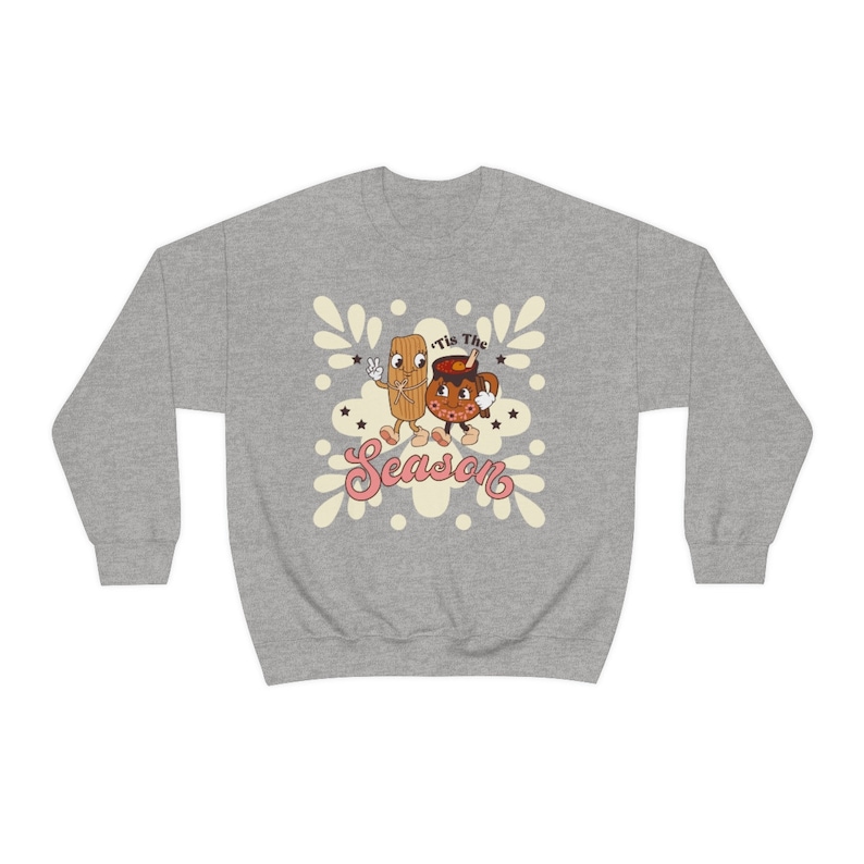 Tamales Y Ponche Unisex Heavy Blend Crewneck Sweatshirt, Mexicaanse Kerst, Mexicaans Sweatshirt Voor Haar, Latina Sweatshirt, Feliz Navidad Sport Grey