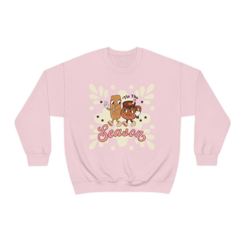 Tamales Y Ponche Unisex Heavy Blend Crewneck Sweatshirt, Mexicaanse Kerst, Mexicaans Sweatshirt Voor Haar, Latina Sweatshirt, Feliz Navidad Light Pink