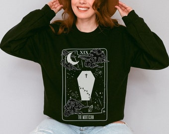 The Mortician Tarot Card Sweatshirt, Witchy Mortician Gift, Mortuary Science, Funny Dark Humor Sweater For Mortician, Cute Coffin Sweatshirt