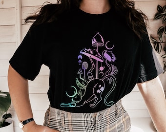 Celestial Kitty und Pilze Tshirt, Pilze und Katzen Shirt, Pilz Katze, Pilz und Katzen Shirt, Celestial Cat Lover Shirt, Cat Mom