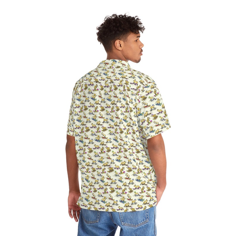 Skateboarding Capybara Men's Hawaiian Shirt, Skateboard Capybara Shirt, Cute Capybara Shirt, Capybara Lovers, Funny Capybara Shirt For Men image 6