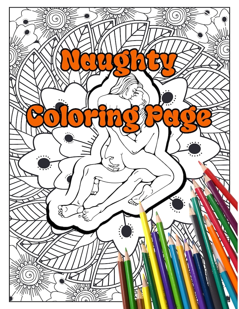 Naughty Coloring Page, Digital Coloring Page of Couple, Printable ...