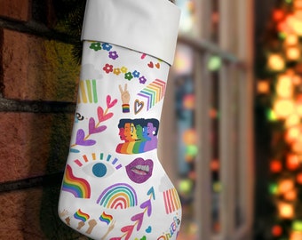 Pride Holiday Stocking, Gay Holiday Stocking, LGBTQ Gift, Gay Pride, LGBTQ Holiday, Gay Pride Christmas Gifts, Happy Holigays, Ho Ho Ho Homo