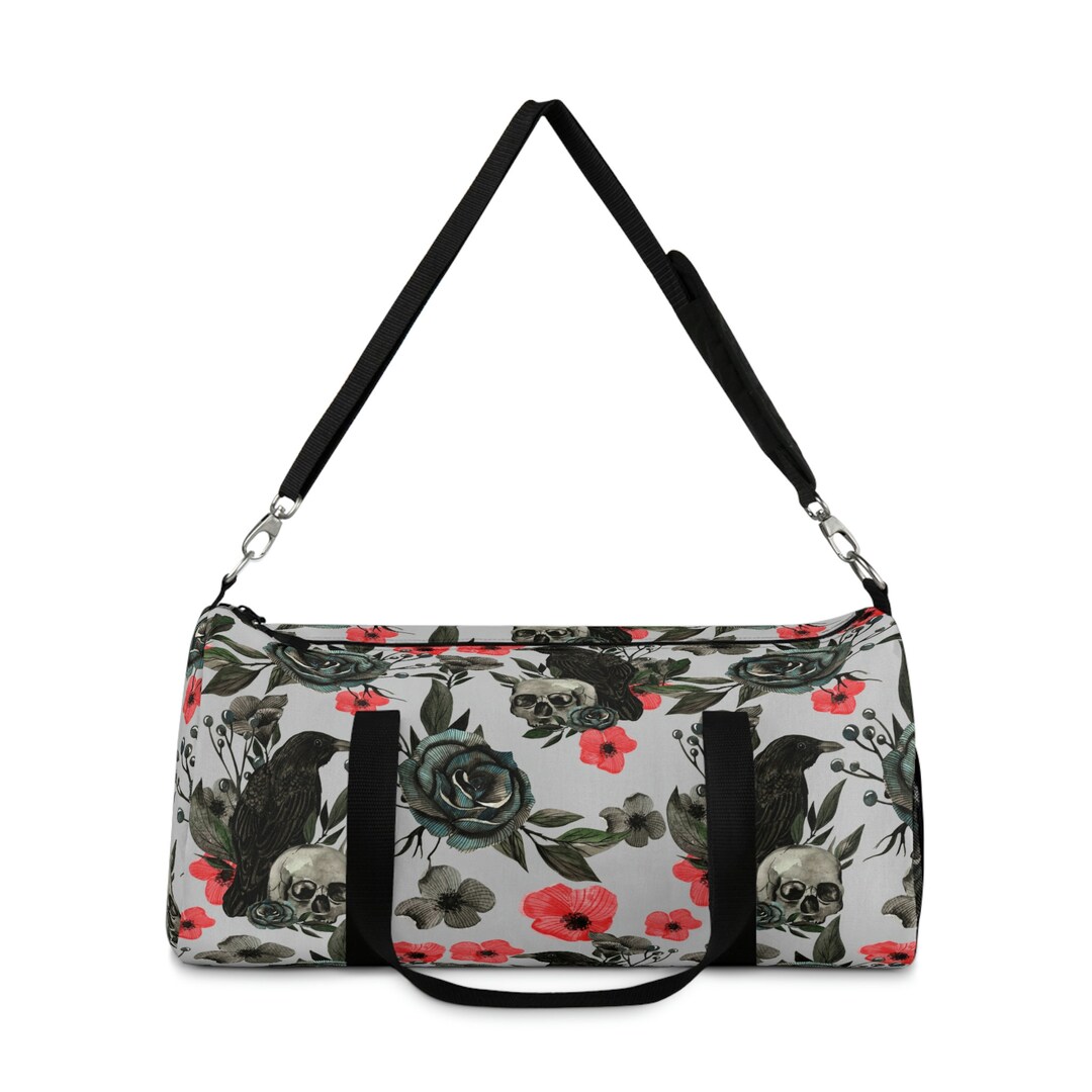 Goth Duffel Bag, Black Crow Duffel Bag for Women, Gym Bag for Men