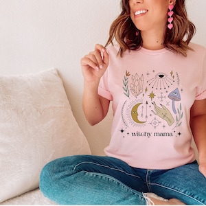Witchy Mama Tshirt, Witch Mom Shirt, Mystical Mom Shirt, New Mom Gift, Crystals and Mushrooms Mama Tshirt, Mother's Day Gift For Witchy Mama image 6