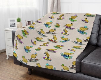 Skateboard Capybara Minky Blanket, Skateboarding Capybara Throw, Capybara Throw, Capybara Gift, Capybara Lovers Gift, Capybara Holidays
