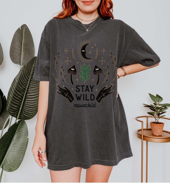 Stay Wild Moonchild Comfort Colors Tshirt, Spiritual Tshirt For Moon Lover, Witchy Celestial Moon Tshirt, Trendy Tshirt For Her