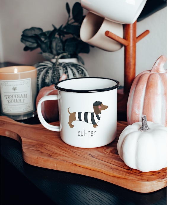 French Weenie Dog Camp Mug, Wiener Dog Mug, Dachshund Mom Mug, Doxie Mama Gift, Punny Dog Mug, Funny Dachshund Mug, Weenie Dog