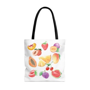 Fruity Tote Bag, Tote Bag with Fruit Pattern, Cute Tote Bag For Market, Reusable Grocery Shopping Bag, Xl Tote Bag Canvas With Fruit Design