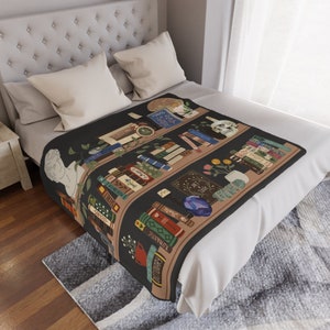 Bookshelf Blanket, Bookcase Blanket, Reading Blanket For Bookworm Gift, Book Blanket For Librarian Gift, Dark Academia Blanket, Book Lover