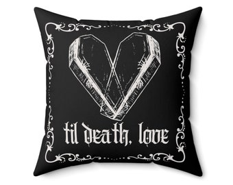 Til Death Coffin Square Pillow, Couple's Decorative Coffin Pillow, Morbid Coffin Pillow, Goth Valentine's Gift, Valentine's Day Gift