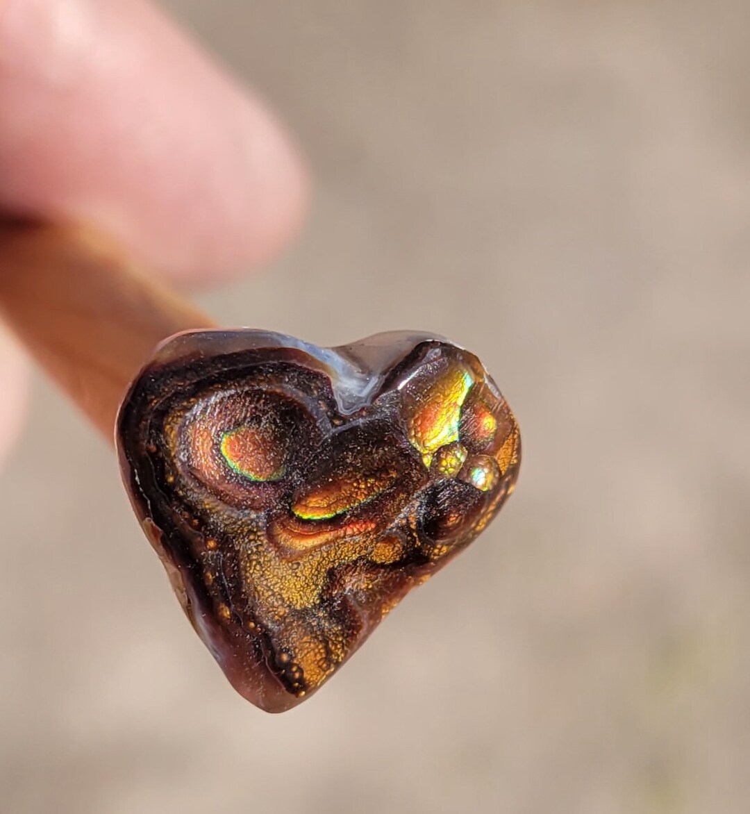 Heart Shape Fire Agate Etsy