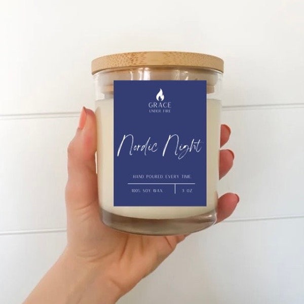 Nordic Night | Wood Wick Soy Candle, Non-Toxic and Clean Burning Hand Made Candle