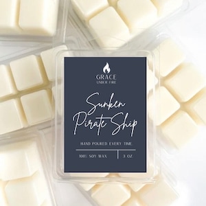 Versunkenes Piratenschiff Wachs Melt, 100% Sojawachs, handgemacht, duftende Wachs Melts, ungiftige Öle, 3 oz
