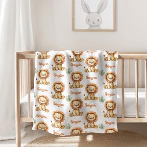 Coperta personalizzata per bambino, coperta con leone per figlio, coperta con nome, regalo per neonato, regalo per baby shower