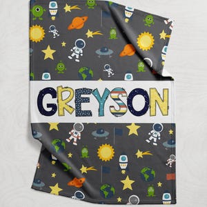 Personalized Boy Blanket, Blanket for Son, Space Blanket with name, Baby Shower gift image 4
