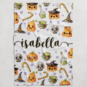 Personalized Halloween Blanket Boy, Pumpkin Blanket Boy, Blanket with name, Blanket for Son, Baby shower gift