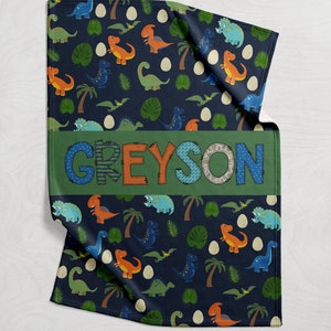 Personalized Dinosaur Blanket Boy, Blanket for Son, Blanket for boy, Blanket with name, Baby Shower gift