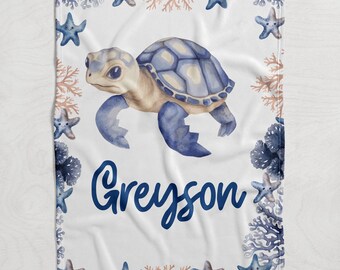 Sea Turtle Throw Blanket Personalized Baby Blanket - Custom Name Dolphins Turtles Throw 30 Quot X40 Quot R 654992