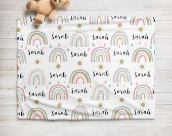 Personalized Rainbow Girl Blanket, blanket for daughter, Baby blanket girl, birthday gift idea, Hospital gift, Baby Shower Gift