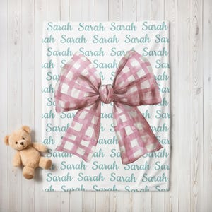 Personalized Baby Bow Blanket, Coquette Blanket For Daughter, Girl Blanket with name, Cute Baby Blanket, Baby Shower Gift
