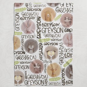 Manta de animal personalizada para niño, manta para niño con nombre, manta para hijo, regalo para baby shower