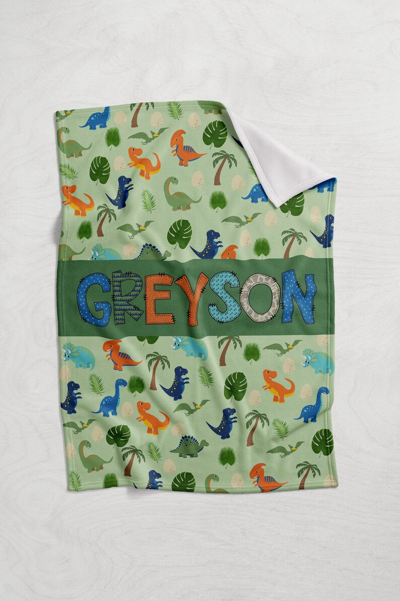 Personalized Dinosaur Blanket Dinosaur Baby Blanket Etsy